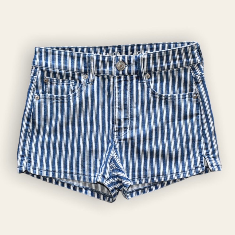 American Eagle Striped Blue and White Shorts Size 2